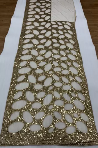 Chiku Color  Sequins And  Embroidery work Net Saree