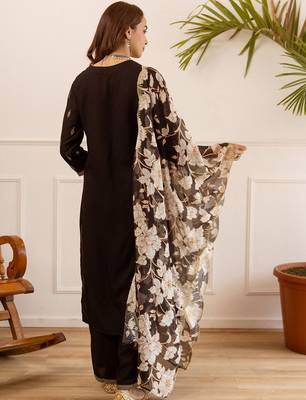 Women Ethnic Motifs Embroidered Regular Thread Work Kurta with Palazzos & With Dupatta 6