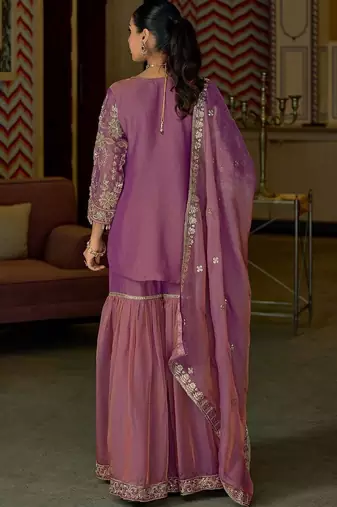 Women Ethnic Motifs Embroidered Regular Thread Work Kurta with Sharara & With Dupatta