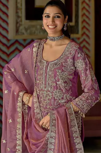 Women Ethnic Motifs Embroidered Regular Thread Work Kurta with Sharara & With Dupatta
