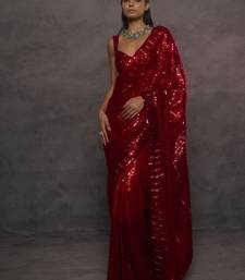 Red Color Embroidery And Sequance Work Faux Georgette saree