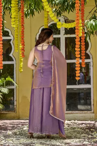 Embroidered Fendy Satin Straight Kurta Palazzo and Dupatta Set
