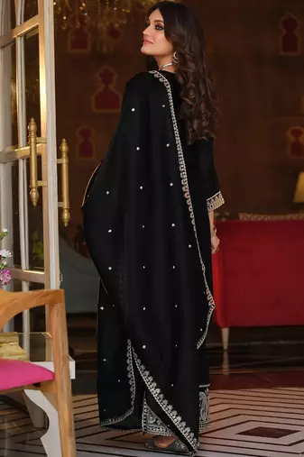 Women Ethnic Motifs Embroidered Regular Thread Work Kurta with Palazzos & With Dupatta