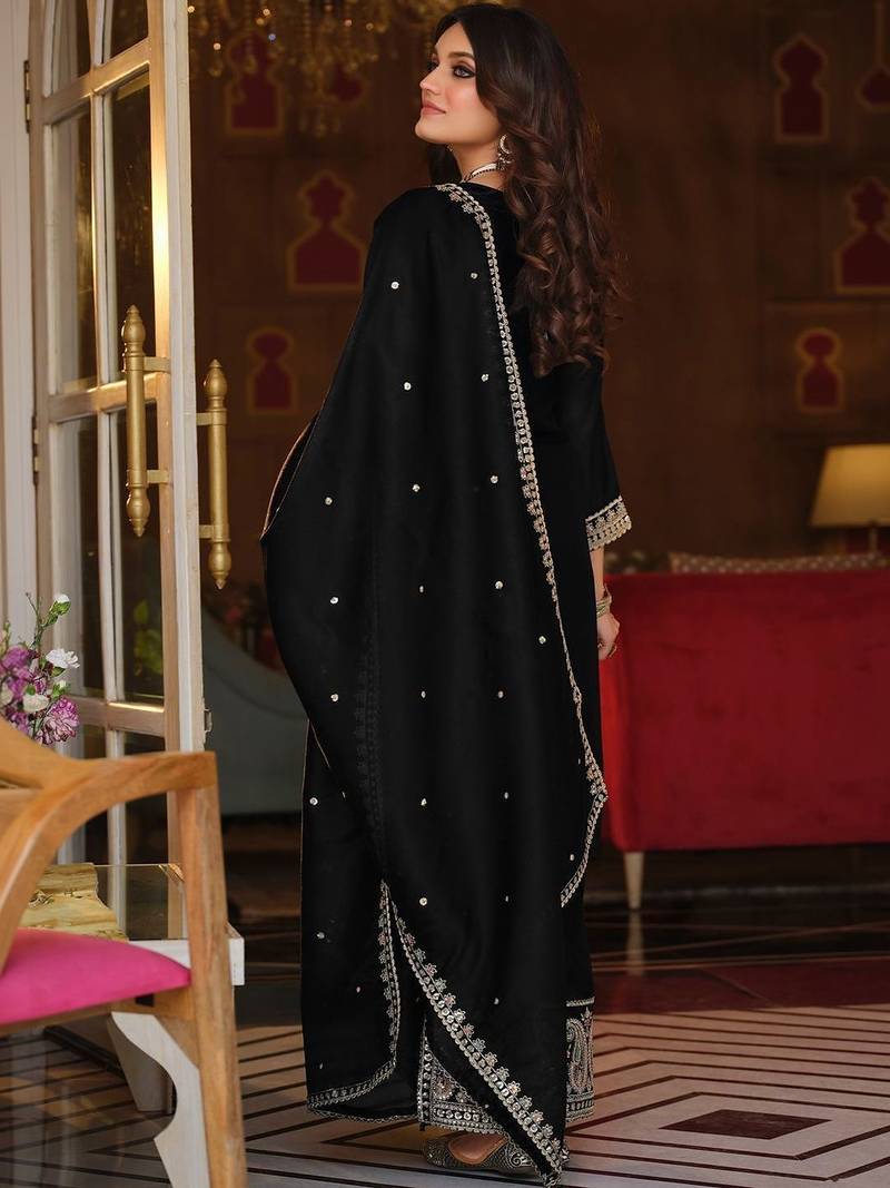 Women Ethnic Motifs Embroidered Regular Thread Work Kurta with Palazzos & With Dupatta