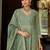 Green Embroidered Anarkali Kurta Trousers Dupatta Set
