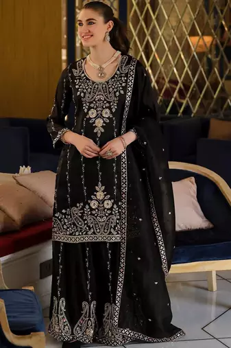 Women Ethnic Motifs Embroidered Regular Thread Work Kurta with Sharara & With Dupatta
