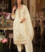 Women Ethnic Motifs Embroidered Regular Thread Work Kurta with Trousers & With Dupatta
