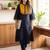 Black Solid A-line Kurta Trousers Set
