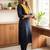 Black Solid A-line Kurta Trousers Set