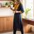 Black Solid A-line Kurta Trousers Set