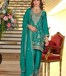 Women Ethnic Motifs Embroidered Regular Thread Work Kurta with Patiala & With Dupatta