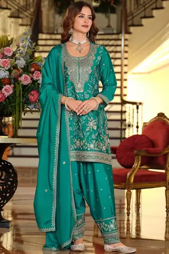 Women Ethnic Motifs Embroidered Regular Thread Work Kurta with Patiala & With Dupatta