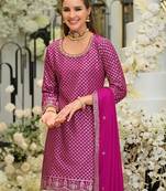 Women Regular Thread Work Kurta with Palazzos & With Dupatta