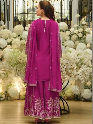 Women Regular Thread Work Kurta with Palazzos & With Dupatta 7