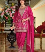Women Ethnic Motifs Embroidered Regular Thread Work Kurta with Patiala & With Dupatta