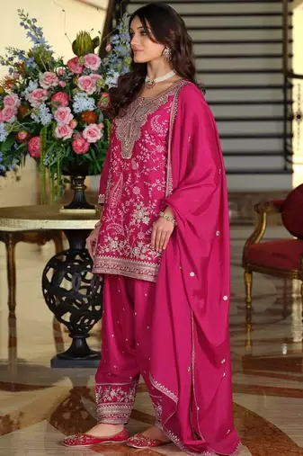 Women Ethnic Motifs Embroidered Regular Thread Work Kurta with Patiala & With Dupatta