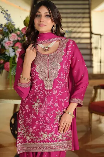 Women Ethnic Motifs Embroidered Regular Thread Work Kurta with Patiala & With Dupatta