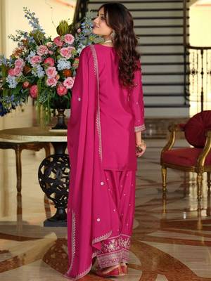 Women Ethnic Motifs Embroidered Regular Thread Work Kurta with Patiala & With Dupatta 5