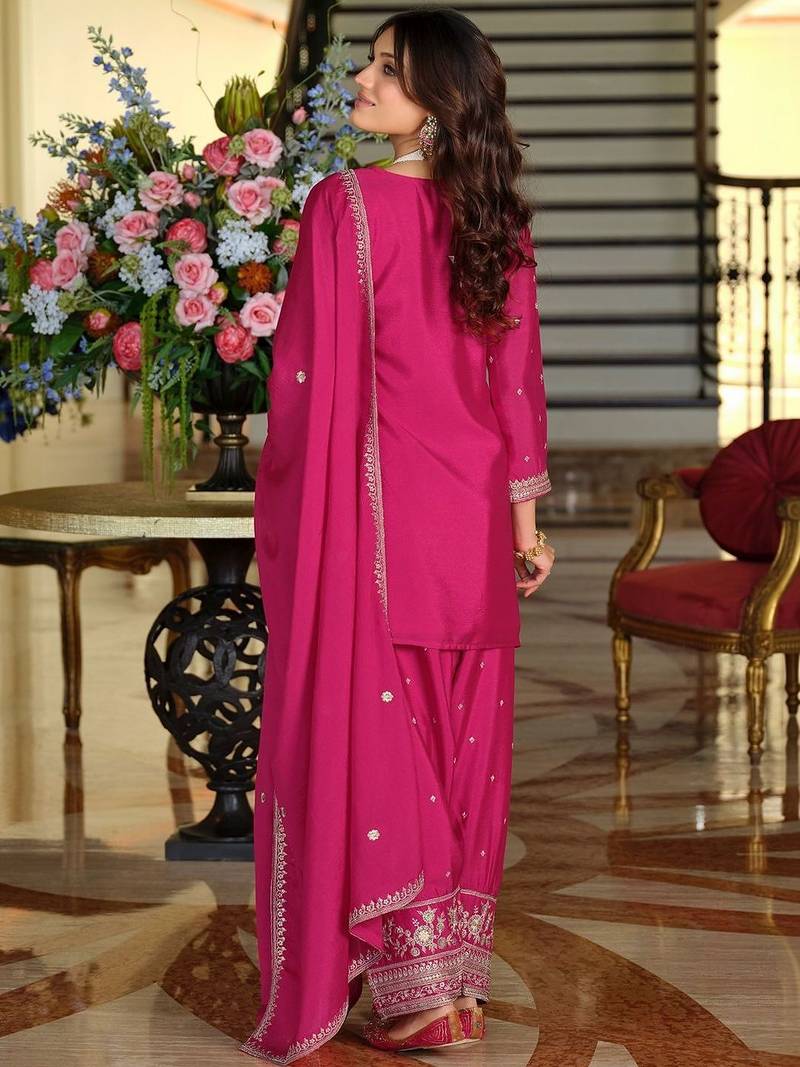 Women Ethnic Motifs Embroidered Regular Thread Work Kurta with Patiala & With Dupatta