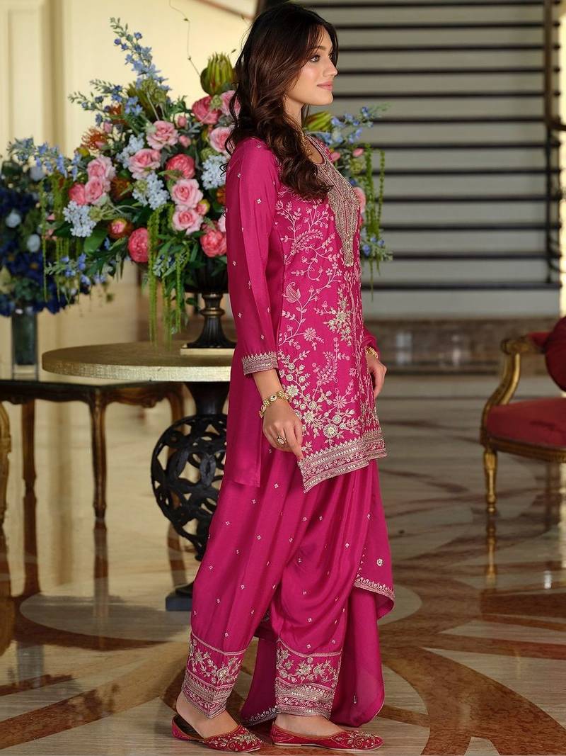 Women Ethnic Motifs Embroidered Regular Thread Work Kurta with Patiala & With Dupatta
