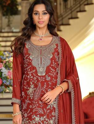 Women Ethnic Motifs Embroidered Regular Thread Work Kurta with Patiala & With Dupatta 2
