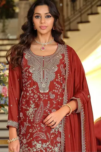 Women Ethnic Motifs Embroidered Regular Thread Work Kurta with Patiala & With Dupatta