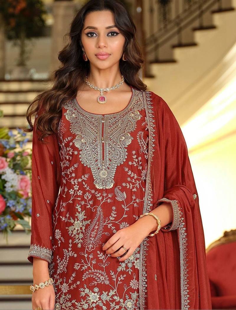 Women Ethnic Motifs Embroidered Regular Thread Work Kurta with Patiala & With Dupatta