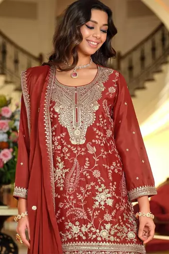 Women Ethnic Motifs Embroidered Regular Thread Work Kurta with Patiala & With Dupatta