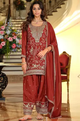 Women Ethnic Motifs Embroidered Regular Thread Work Kurta with Patiala & With Dupatta