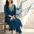 Teal Embroidered Straight Kurta Trousers Dupatta Set Kurta Sets