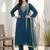 Teal Embroidered Straight Kurta Trousers Dupatta Set Kurta Sets