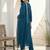 Teal Embroidered Straight Kurta Trousers Dupatta Set Kurta Sets
