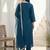 Teal Embroidered Straight Kurta Trousers Dupatta Set Kurta Sets