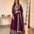Purple georgette embroidered gown set with dupatta