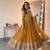Yellow georgette embroidered gown set with dupatta