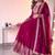 Rani pink georgette embroidered gown set with dupatta