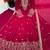 Rani pink georgette embroidered gown set with dupatta