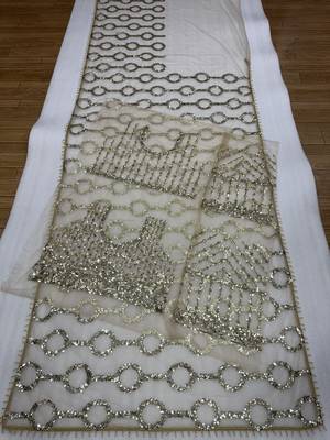 Cream  Color Sequins And Embroidery work  Net 3
