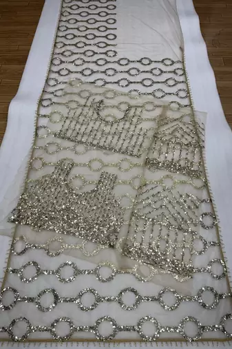 Cream  Color Sequins And Embroidery work  Net