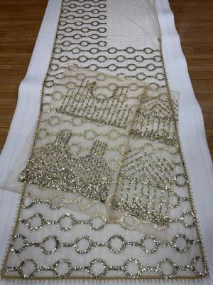 Cream  Color Sequins And Embroidery work  Net 4