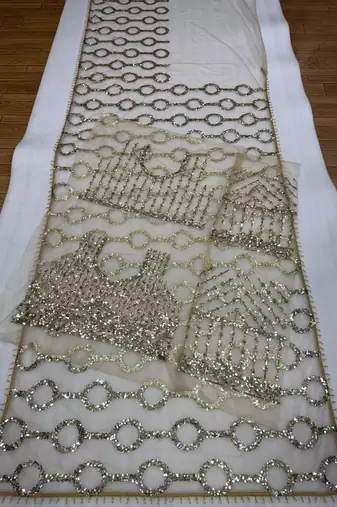 Cream  Color Sequins And Embroidery work  Net