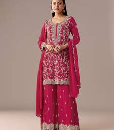 Pink georgette semi stitched wedding suits