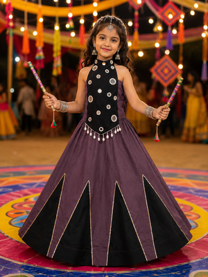 exclusive kids premium navratrichaniya choli collection-2026 mirror & kodi lace work garba & dandiya dress. 1