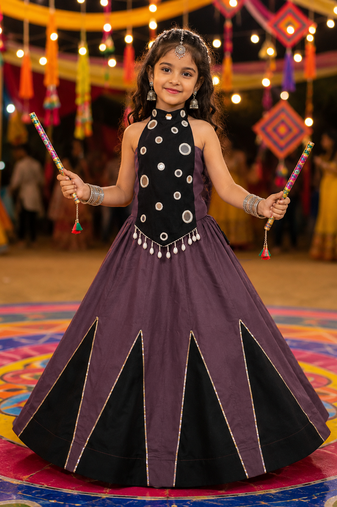 exclusive kids premium navratrichaniya choli collection-2026 mirror & kodi lace work garba & dandiya dress.