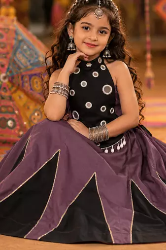 exclusive kids premium navratrichaniya choli collection-2026 mirror & kodi lace work garba & dandiya dress.