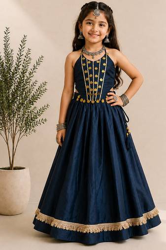 exclusive kids premium navratrichaniya choli collection-2026 mirror & kodi lace work garba & dandiya dress.