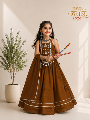 exclusive kids premium navratrichaniya choli collection-2026 mirror & kodi lace work garba & dandiya dress. 1