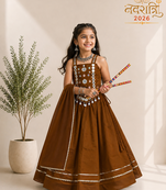 exclusive kids premium navratrichaniya choli collection-2026 mirror & kodi lace work garba & dandiya dress.