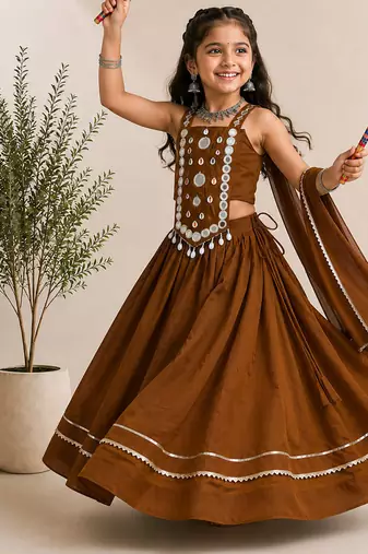 exclusive kids premium navratrichaniya choli collection-2026 mirror & kodi lace work garba & dandiya dress.