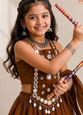 exclusive kids premium navratrichaniya choli collection-2026 mirror & kodi lace work garba & dandiya dress. 3